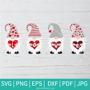 Love Gnomes SVG - Valentine Gnome SVG - Gnome Valentine's Day  SVG - Valentines Hearts SVG - Love SVG - Newmody