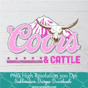 Coors & Cattle PNG For Sublimation, Skull PNG