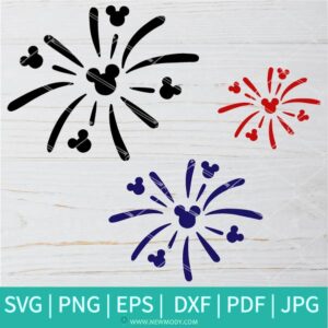 Mickey Mouse Head Fireworks SVG PNG - Disney fireworks SVG Cut Files for Cricut and silhouette