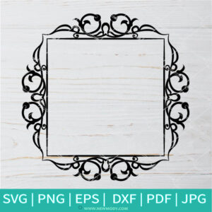 Decorative Floral Flourish Frame SVG - Picture frame SVG - Border Ornament SVG - Newmody