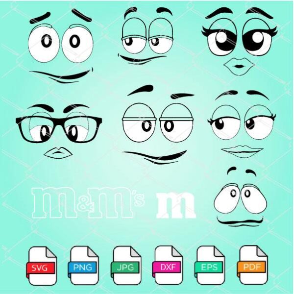 M and M Face SVG Bundle - M&Ms Face PNG -M and Ms Face Clipart Newmody