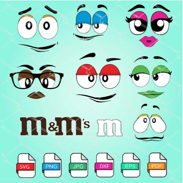 M and M Face SVG Bundle - M&Ms Face PNG -M and Ms Face Clipart Newmody