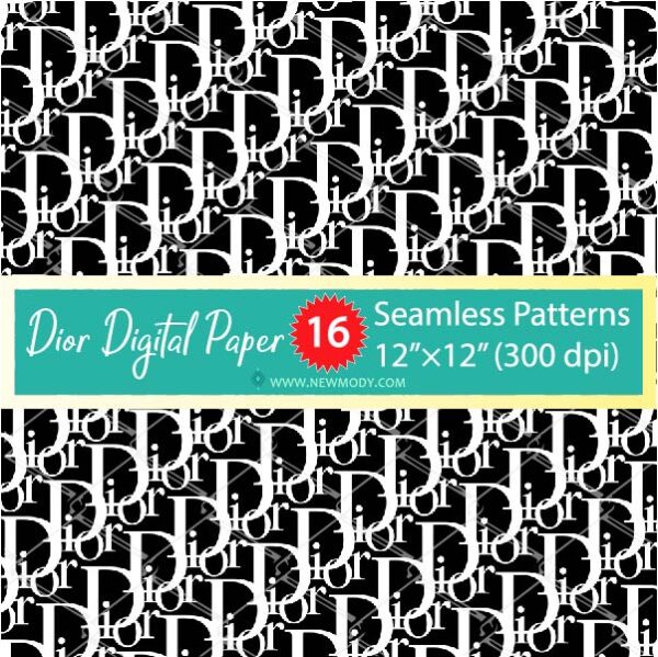 Dior Digital Paper Pack - 16 Dior Seamless Patterns Bundle - Dior Pattern SVG - Newmody