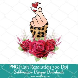 Leopard Finger Heart PNG Sublimation design – Valentine Sublimation PNG – Woman Hand Clipart - Newmody