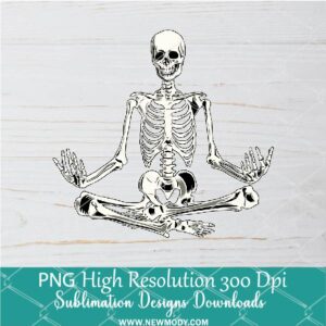 Yoga skeleton PNG For Sublimation, skeleton doing yoga Clipart