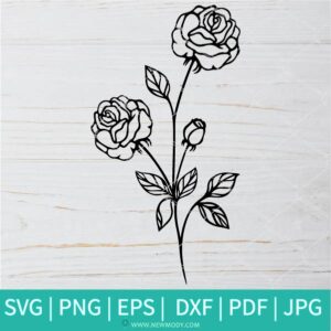 Roses SVG , Clipart PNG - Flower SVG Cut Files for Cricut and silhouette