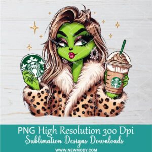 Bougie Grinch Girl PNG, Cute Stylish Girl Png for Sublimation & DTF T-Shirt Design Digital Download