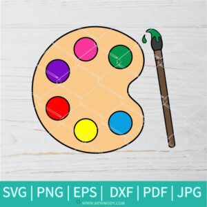 Paint Palette SVG | Paint Brush SVG | PNG | Dxf |  Eps | Pdf | Vector Clipart - Newmody