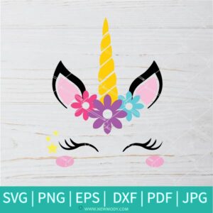 Unicorn Flower SVG - Unicorn head SVG - Newmody