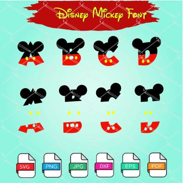 Mickey  Letters SVG - Mickey Font SVG Cut Files Newmody