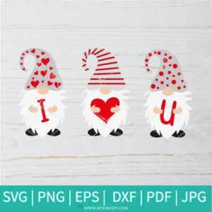 I Love You Gnomes SVG - Valentine Gnome SVG - Gnome Valentine's Day  SVG - Valentines Hearts SVG - Love SVG - Heart SVG - Newmody