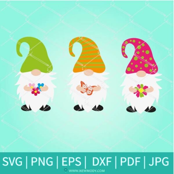 Spring Gnomes SVG - Gnomes with flowers Svg - Spring SVG - Gnomes with butterflies SVG - Gnomes with Flowers and Butterfly SVG - Newmody
